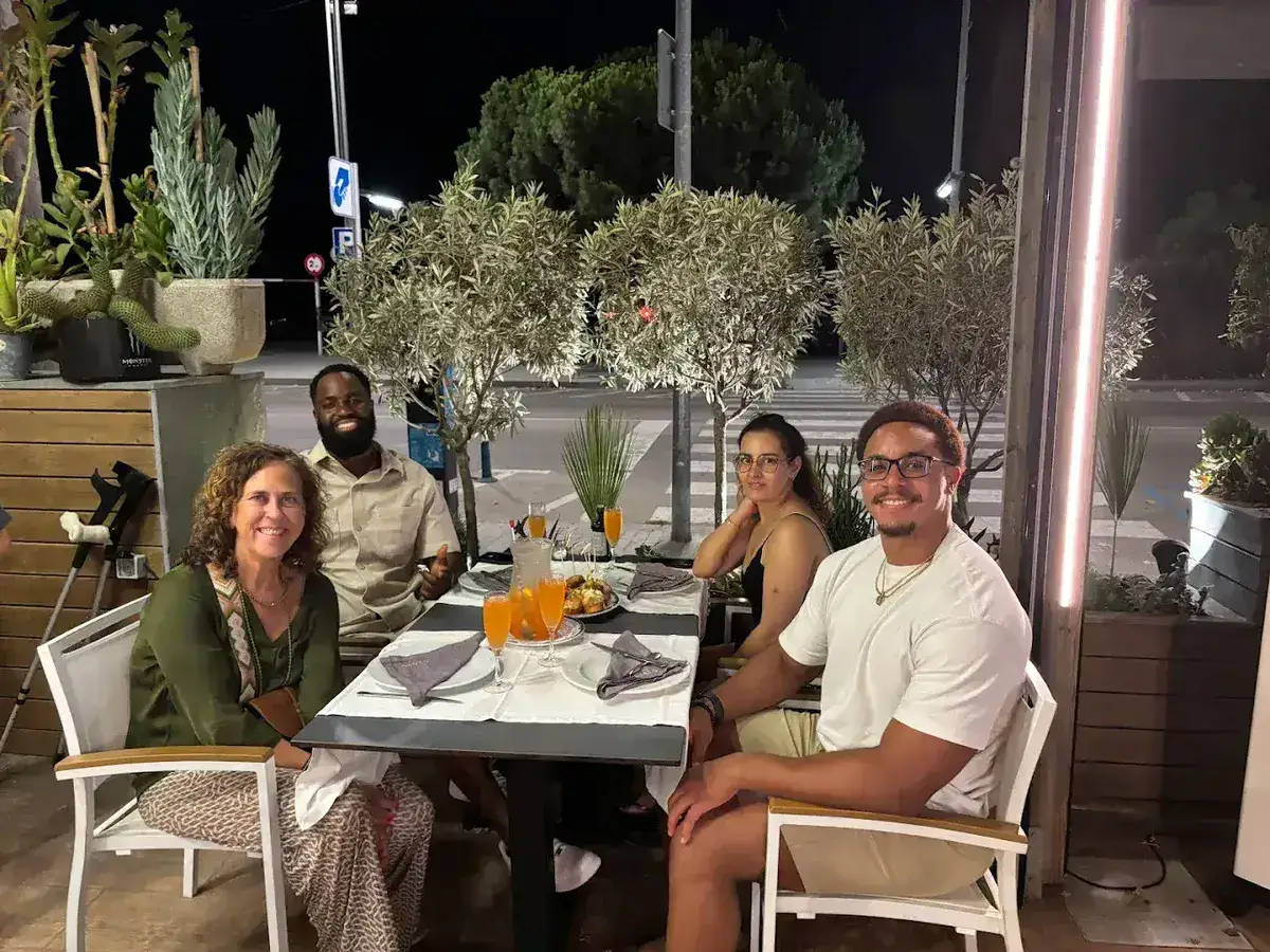 International group enjoying tapas dinner in Castelldefels