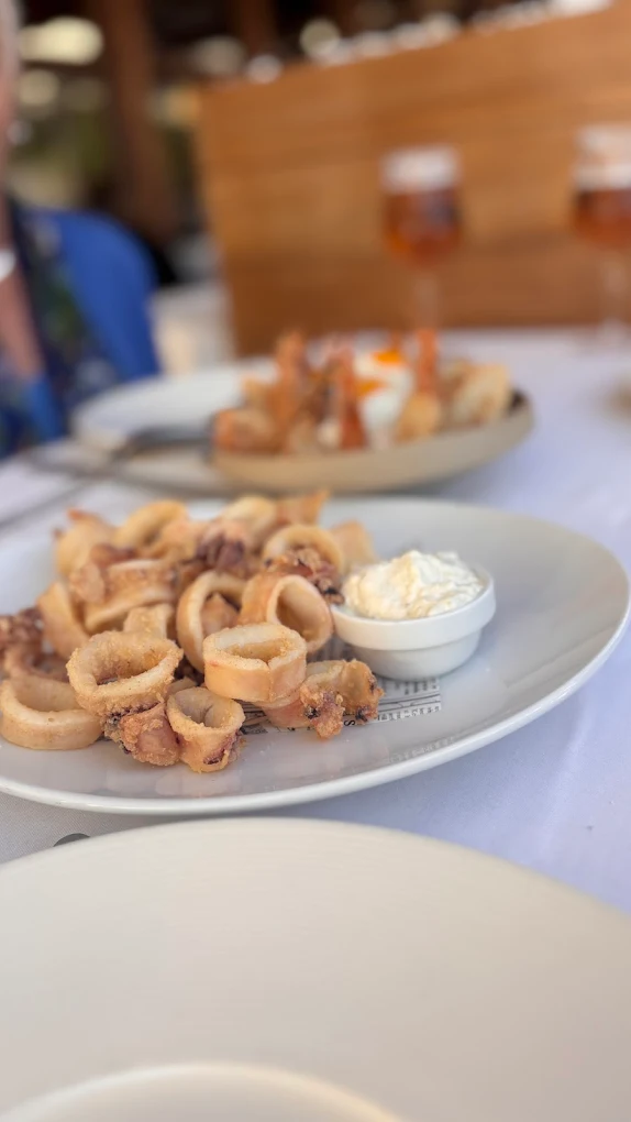 Crispy calamares at a beachside bar in Castelldefels